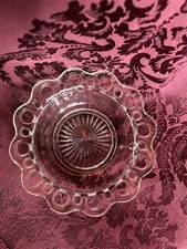 Antiga tigela de borda de renda de vidro depressão transparente antiga colônia década de 1930 6 1/2” comprar usado  Enviando para Brazil