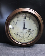 13 3/4" Termómetro Humedad Reloj de Pared Metal Antiguo Cobre Interior segunda mano  Embacar hacia Argentina