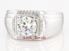 Moissanita corte brilhante com anel de prata folheado a ouro branco 14k feminino #387 comprar usado  Enviando para Brazil