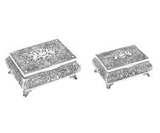 Caixa de joias folheada a prata com metal design rosa comprar usado  Enviando para Brazil