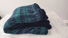 Navy tartan throw for sale  EGHAM