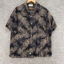 Camisa Caribeña Hombre XL Negra Floral Cuello Abotonado Manga Corta Rayón segunda mano  Embacar hacia Mexico