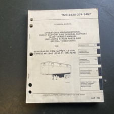 M129A3 Semitrailer Manual, Van, Supply 12-Ton 4-Wheel TM 9-2330-374-14&P Trailer for sale  Colchester