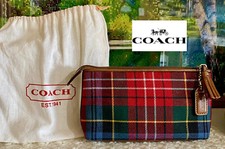 COACH Vintage 2001 Tartan LOGOTIPO Xadrez Zíper VERMELHO Bolsa de Embreagem BOLSA DE PÓ, usado comprar usado  Enviando para Brazil