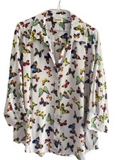 Blusa de Seda L'AGENCE L Dani Manga 3/4 em Branco Multi Flutter Borboleta Designer comprar usado  Enviando para Brazil