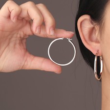 Brincos femininos de argola de prata esterlina S925 robusto anel grande 40 mm presente para menina comprar usado  Enviando para Brazil