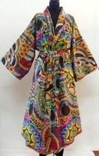 Bata de baño kimono de algodón estampado indio israelí para mujer Ropa de dormir Vestido largo segunda mano  Embacar hacia Mexico