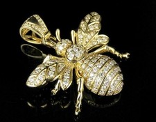 Usado, Pingente de berloque de abelha de diamante corte redondo 2,00 quilates criado em laboratório folheado a ouro amarelo 14k comprar usado  Enviando para Brazil