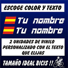Usado, 2 PEGATINAS PERSONALIZABLES BANDERA DE ESPAÑA CON NOMBRE VINILO BICI BIKE  comprar usado  Enviando para Brazil