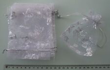 10 bolsas/bolsas de presente organza branca com padrão borboleta prata com cordão comprar usado  Enviando para Brazil