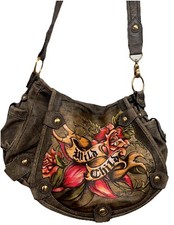 Bolsa de ombro ISABELLA FIORE WILD CHILD pintada à mão couro escovado desgastado comprar usado  Enviando para Brazil