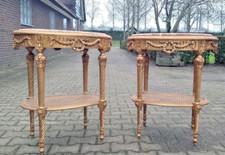 Par de Mesas Laterais (2) Luís XVI Mármore Rosa Ouro Faia Decoração Estilo Antigo Francês comprar usado  Enviando para Brazil