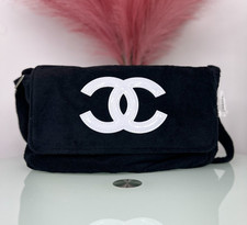 Bolsa de precisão CHANEL tecido felpudo preta tiracolo bolsa de ombro \ grande logotipo CCC , usado comprar usado  Enviando para Brazil