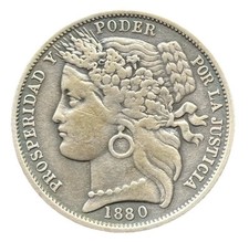 Peseta 1880 peru. d'occasion  Expédié en Belgium