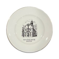 Placa Crown Staffordshire England Fine Bone China Boston Old State House 8,5”, usado comprar usado  Enviando para Brazil