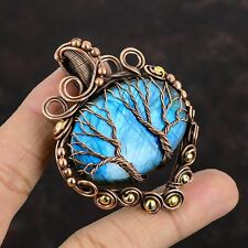 Colgante de labradorita joyería de piedras preciosas árbol de la vida colgante envuelto en alambre de cobre segunda mano  Embacar hacia Mexico