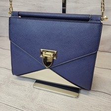 WJ Julice Bolsa de Ombro Envelope Dourado Creme Azul Marinho Alça Corrente Dourada, Excelente Estado Usado comprar usado WJ Julice Bolsa de Ombro Envelope Dourado Creme Azul Marinho Alça Corrente Dourada, Excelente Estado Usado comprar usado  Enviando para Brazil
