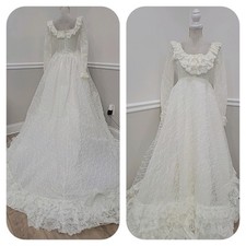 Vestido de noiva vintage branco de renda completa, ESTILO GUERRA CIVIL /como está comprar usado  Enviando para Brazil