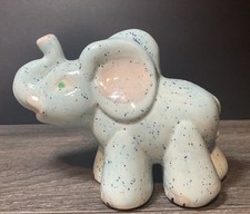 Estatueta vintage bebê elefante meados do século azul salpicada fofa presente para quarto de bebê comprar usado  Enviando para Brazil