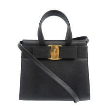 AUTÊNTICA Bolsa de Mão Salvatore Ferragamo BA214178 2 VIAS Fita Vara Preta 1017 comprar usado  Enviando para Brazil