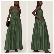 Vestido SIMKHAI Stefanie plissado de tafetá vestido esmeralda - Tamanho 12 - Vestido maxi comprar usado  Enviando para Brazil