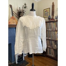 Vintage M Salinda Wang 100% LINHO Floral Bordado Casa de Campo Vitoriana La Chime comprar usado  Enviando para Brazil