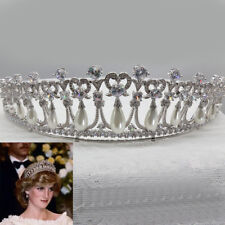 Usado, Luxo All CZ Zircônia Cúbica Coração Pérola Rainha Concurso Tiara Coroa Feminina comprar usado  Enviando para Brazil