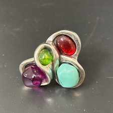 NOVO UNO de 50 Anel de Prata Roxo Verde Turquesa Vidro Murano Roxo 7,5 M G, usado comprar usado  Enviando para Brazil