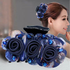 Moda Feminina Garras de Cabelo Flor Rosa Acessórios de Cabelo Casamento Rabo de Cavalo Suporte comprar usado  Enviando para Brazil