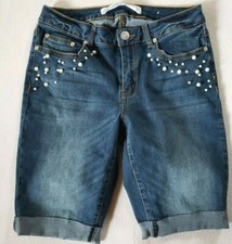 Shorts de praia Absolutely Famous Stretch Denim decorativo pérola Bling divertido tamanho 6 comprar usado  Enviando para Brazil