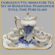 Lindo Conjunto de Chá Miniatura Antigo em Estilo Rosenthal Pompadour, Porcelana Fina comprar usado Lindo Conjunto de Chá Miniatura Antigo em Estilo Rosenthal Pompadour, Porcelana Fina comprar usado  Enviando para Brazil