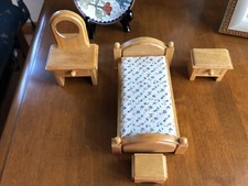 Conjunto de móveis em miniatura galeria quarto 4 peças escala 1/12 cama cômoda mesa de cabeceira + comprar usado  Enviando para Brazil