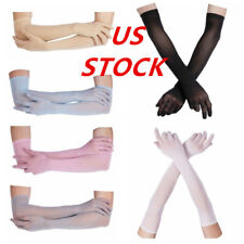 Luvas longas femininas de seda transparente dedo inteiro proteção solar luvas de ópera slip-on comprar usado  Enviando para Brazil
