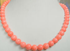 Lindo colar de contas redondas de pedra preciosa coral rosa natural 8 mm 18"" comprar usado  Enviando para Brazil