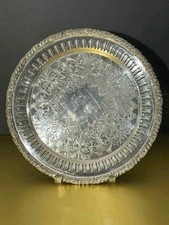 Reprodução vintage Sheffield bandeja de placa de prata em cobre, 12,5", barroco comprar usado  Enviando para Brazil