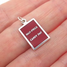 Pingente berloque minimalista prata esterlina 925 esmalte vermelho meio preço dia doce comprar usado  Enviando para Brazil