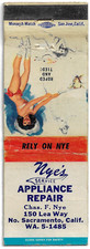 Capa vazia Matchbook Nye's Appliance Repair Sacramento Calif. FS comprar usado  Enviando para Brazil