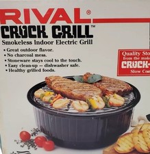 Usado, Vintage Rival Crock Grill Sem Fumaça Redonda Elétrica Interna Preta comprar usado  Enviando para Brazil