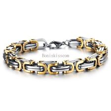 Usado, Pulseira de aço inoxidável bizantina quadrada tom preto prata masculina corrente comprar usado  Enviando para Brazil