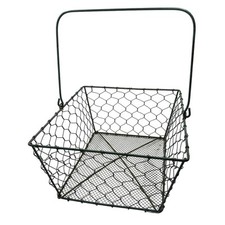 Cesto de armazenamento de arame de metal pátina rústica com alça caddy decoração de fazenda comprar usado  Enviando para Brazil