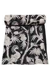 Colcha queen size indiana preta bloco de mão Kantha colcha cobertor Gudari comprar usado  Enviando para Brazil