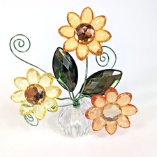 Estatueta Crystal Expressions vaso de flores margarida amarelo acrílico fio Lucite 4,25" comprar usado  Enviando para Brazil