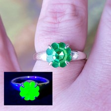 Anel de vidro verde 925 prata esterlina trevo quatro folhas urânio comprar usado  Enviando para Brazil