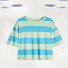 Camiseta boxe listrada manga curta feminina Ex Hush azul/verde comprar usado  Enviando para Brazil