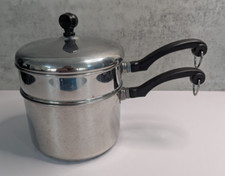 Panela e tampa vintage Farberware 2,5 quartos aço inoxidável caldeira dupla EUA comprar usado  Enviando para Brazil