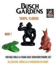 Używany, Vintage Busch Gardens Tampa Fla. Mold-A-Rama Wosk Pamiątka Figurka Zestaw zwierząt Miętowy na sprzedaż  Wysyłka do Poland
