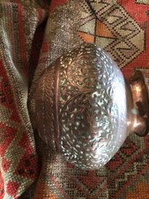Vaso oriental antigo de cobre decorado com pássaros 12 cm de altura 15 cm de diâmetro comprar usado  Enviando para Brazil