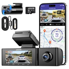 Usado, AZDOME 3CH 4K Dash Cam WiFi6 GPS frontal + cabine + DVR traseiro 24H modo de estacionamento + kit de fio rígido comprar usado  Enviando para Brazil