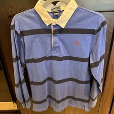 Camisa polo juvenil Ralph Lauren grande (14-16) listrada azul algodão rugby, usado comprar usado  Enviando para Brazil