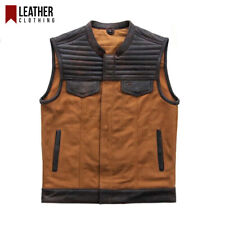 Colete masculino de couro marrom moda personalizada motoqueiro colete comprar usado  Enviando para Brazil